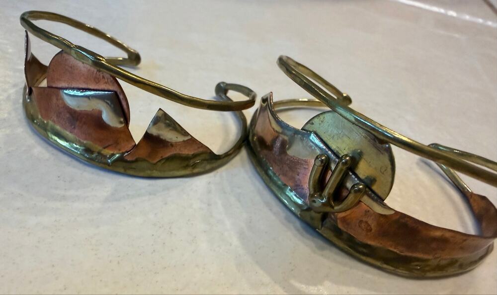 Vintage Brass & Copper Cuff Bracelets Lot of 2 Desert Southwest Cactus Mountain